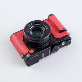 SIUTATDSH Camera Half Case for Leica D-LUX 8, Vintage Metal Genuine Leather Instant Camera Protective Cases Stylish Portable Shockproof (Red)