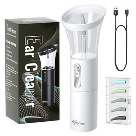 Morfone Electric Ear Wax Remover – One-Hand Operation, 270° Spray Rinse, 4 Modes, IPX6 Waterproof, 5 Nozzles, Safe Ear Cleaner for Adults & Children - Color: white