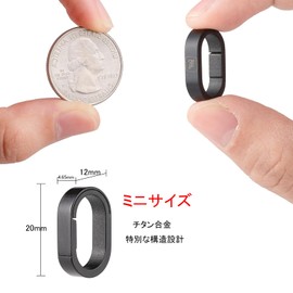 TIMULTI Titanium Key Chain Key Ring Carabiner for Connecting Mini Hook Quick Release Connector Small Key (Black/4 Continuous Rings)