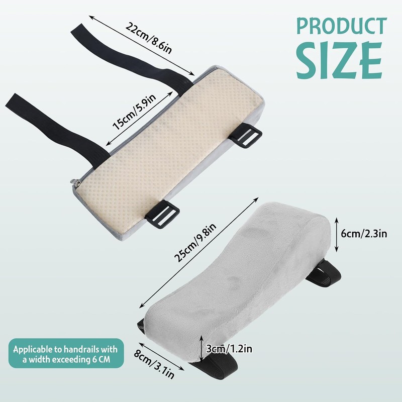 Juego de 2 Almohadillas Ergonómicas para Reposabrazos, Fundas Acolchadas para