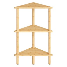 HOOBRO Corner Shelf Stand, 3-Tier Bamboo Corner Bookshelf, Plant Display Shelf, Multipurpose Shelving Unit for Small Space, Living Room, Easy Assembly, Natural YL19CJ01