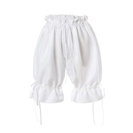 Nuoqi Womens Lolita Bloomers Maid Ruffle Pumpkin Pants Shorts, Black, Large