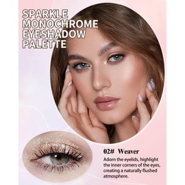 Sparkle Monochrome Eyeshadow Palette, Silver Glitter Shimmer Highly Pigmented Eye Shadow Lightweight Blendable, Waterproof Long-Lasting Brighten Single Eyeshadow Makeup Palette Gift for Old Women-02