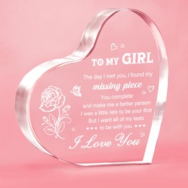 Gifts for Girlfriend, Birthday Valentines Day Gifts for Girlfriend - Anniversary I Love You Acrylic Keepsake 3.9x3.9", Romantic Gifts for Her, to My Wife Girlfriend GF Christmas Present