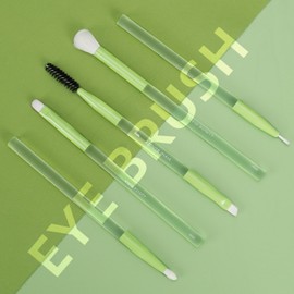 Vivid Beauty 5-Piece Green Eye Makeup Brush Set – Soft, Synthetic Bristles Brushes for Eyeshadow, Blending, Eyeliner and Brow – Rubber Handle for Comfort Grip, Perfect for Beginners and Make up Lovers