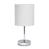 Simple Designs LT2007-WHT Chrome Mini Basic Table Lamp with Fabric