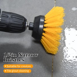 Grout Brush for Drill, 2025 New Crevice Cleaning Brush Set, 3pcs Drill Brush Attachment Kit, for Tile Grout, Corner, Sink, Kitchen, Window (Yellow)