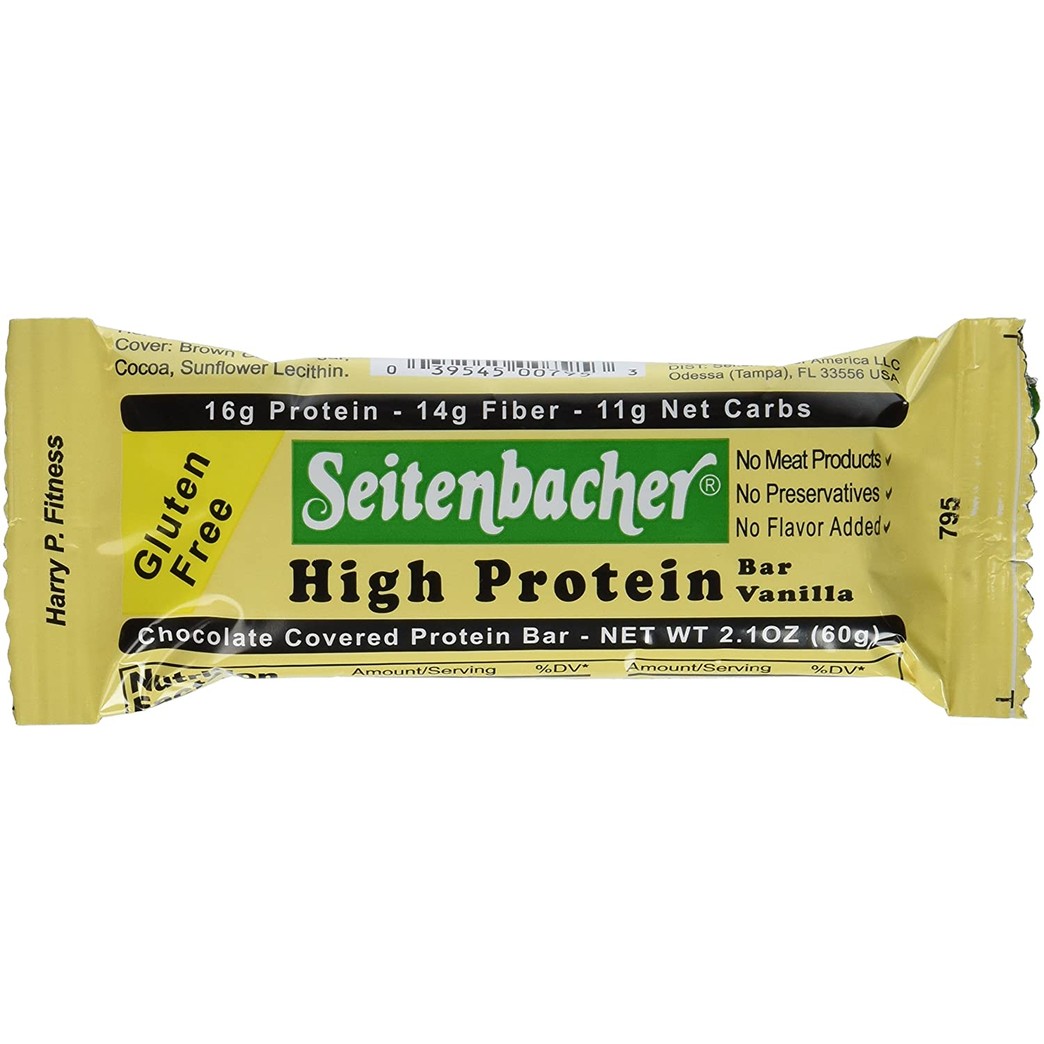 Seitenbacher Chocolate Covered Protein Bar, Vanilla, 2.1 Ounce (Pack of 12)