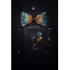 JEMYGINS Blue Feather Bow Tie Leather Bow tie and Brooch