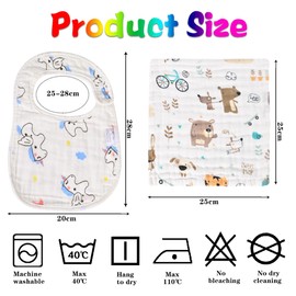 8 Pieces Bibs Baby Neckerchief Waterproof Neckerchiefs Drool Bibs Muslin Washable Bib + 2 Pieces Muslin Wash Cloths Baby Children 2 Years Baby Bib Baby Bib Accessory Food Burp Bib Terry Cloth Unisex,