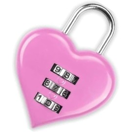 Pink Combination Lock, Heart Shape 3 Digital Password Padlock, Mini Outdoor Combo Gate Lock for School Gym Locker, Fence Gate, Toolbox, Employee Hasp Locker Combination Padlocks Hasps