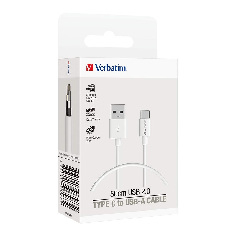 Verbatim Charge & Sync Type C Cable 50cm - White