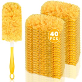 Duster Refills Compatible with Swiffer Duster Refill Handle Dusters for Cleaning Heavy Duty Duster Refills Duster Kit 40 Count and 1 Handle