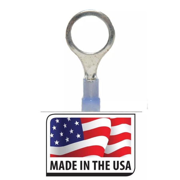 Made In USA (50) 16-14 BLUE NYLON RING TERMINAL 1/2"