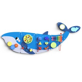 BlueWood Whale Wall Busy Board Panels, Toddler Learning Activity Center, Montessori Philosophy Sensory, Educational Toys, Conducive to All-Round Development