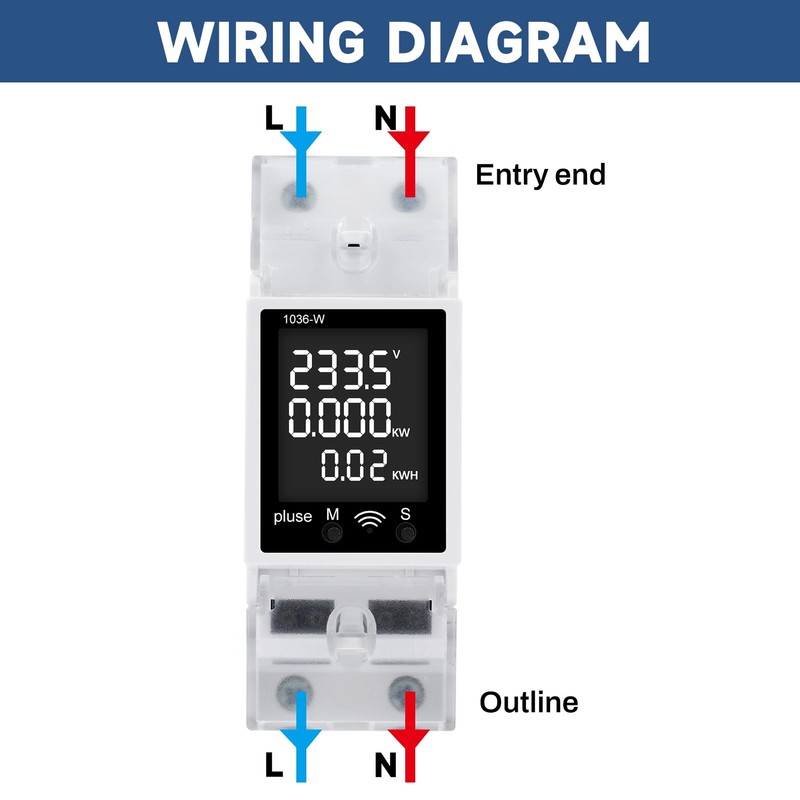 DEWIN Electricity Meter, DIN Rail, WiFi Smart Electricity Meter, LCD