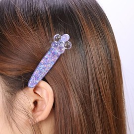 Transparent Blue Glitter Flower Hair Clip, Exquisitely Set With Zircon, Elegant Design, Sweet And Fresh Style, Fashionable And Versatile Item, Full Of Girlish Charm.