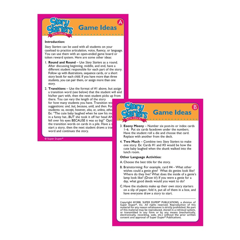 Super Duper Publications | Story Starters Fun Deck | Conversation