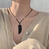 Nupuyai Wolf Tooth Gemstone Necklace Men's Sharpener Amulet Adjustable Chain