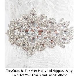 ShinyBeauty Rhinestone Belt Bridal Belt Silver Wedding Sash Wedding Belt Rhinestone Applique Belt Pearl Bridal Sash Rhinestone Trim(Silver)