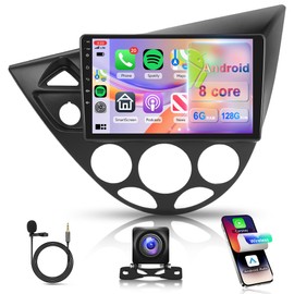 6G+128G Android Car Radio Stereo for Ford Focus 1998 1999 2000 2001 2002 2003 2004 2005 2006, Wireless Carplay Android Auto, 9" IPS Touchscreen, Bluetooth 5.0, WiFi & GPS, Backup Camera, FM/RDS/SWC