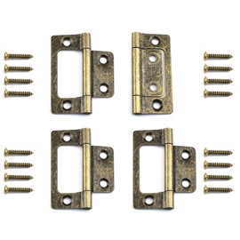 SDTC Tech 4-Pack Non-Mortise Door Hinges Bifold Butt Cabinet Hinges with Screws for Furniture Windows Cupboard etc. - 2 x 0.9 Inch, Bronze
