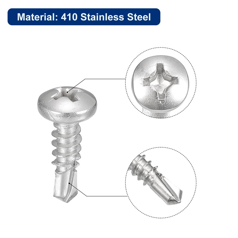 sourcing map #10-5/8" Self Drilling Screws, 120pcs 410 Stainless Steel