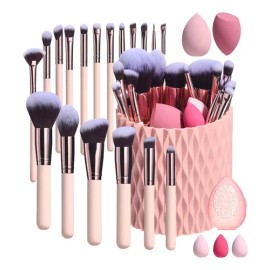 Brochas De Maquillaje Profesional Kit 27 Pcs Con 18 Brochas