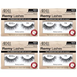 Ardell Remy lash 778, Premium Grade Remy Hair False Lashes with Invisiband, 4 pairs