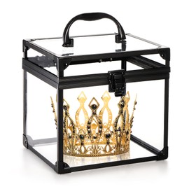 Okllen Crown Box, Clear Cosmetic Case, Acrylic Artists Display Case, Toiletry Train Case with Latches & Handle