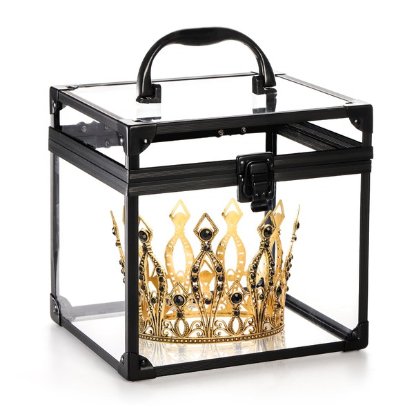Okllen Crown Box, Clear Cosmetic Case, Acrylic Artists Display Case,