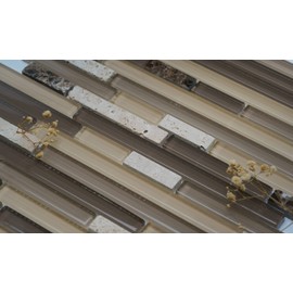 Simple Tile - 5 Sheets Glass and Stone Mosaic Tile for Kitchen Backsplash, Bathroom Shower Wall, Etc, Horizon Collection, Mixed Strips, 12"X12"X5/16 (Set of 5 Sheets, GM 2203 - Chocolate)