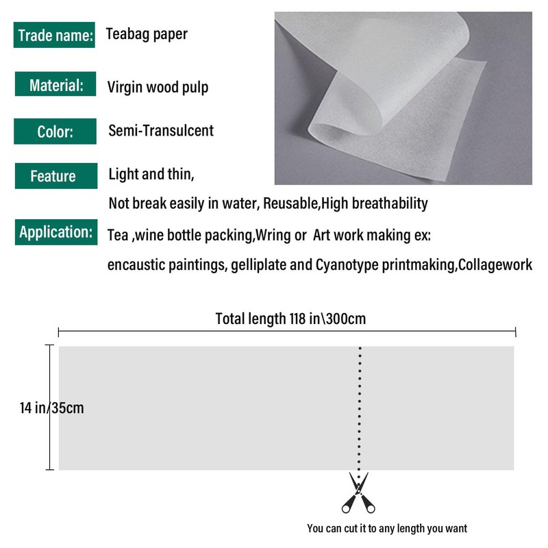 Artist Teabag Paper 14"x118" for Mixed Media Art,Handmade Paper DIY