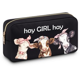 Cow Makeup Bag for Women Animal Themed Gifts for Cow Lovers Gifts for Women Birthday Present for Mom Sister BFF Daughter Cosmetic Bag for Animal Lover