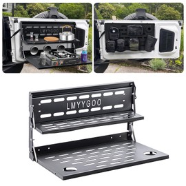 LMYYGOO 2024 Ford Bronco Tailgate Table, Heavy Duty Alloy Steel, 2021-2025 Bronco 2/4 Rear Door Tailgate Table and Molle Panel (Double-layer)