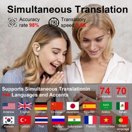 AI Language Translator Earbuds,144-language Real-time 3-in-1 Translation Device, HD Sound, Long Battery Life, fit iOS and Android(Beige)