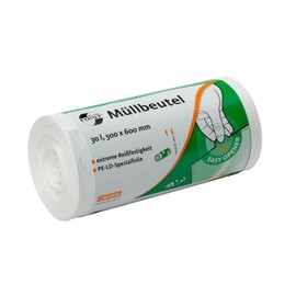 Deiss First Plus Bin Liners, White, 30 L, Pack of 50