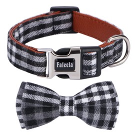 Faleela Soft &Comfy Bowtie Dog Collar,Detachable and Adjustable Bow Tie Collar,for Small Medium Large Pet (Medium (Pack of 1), Black and Whit)