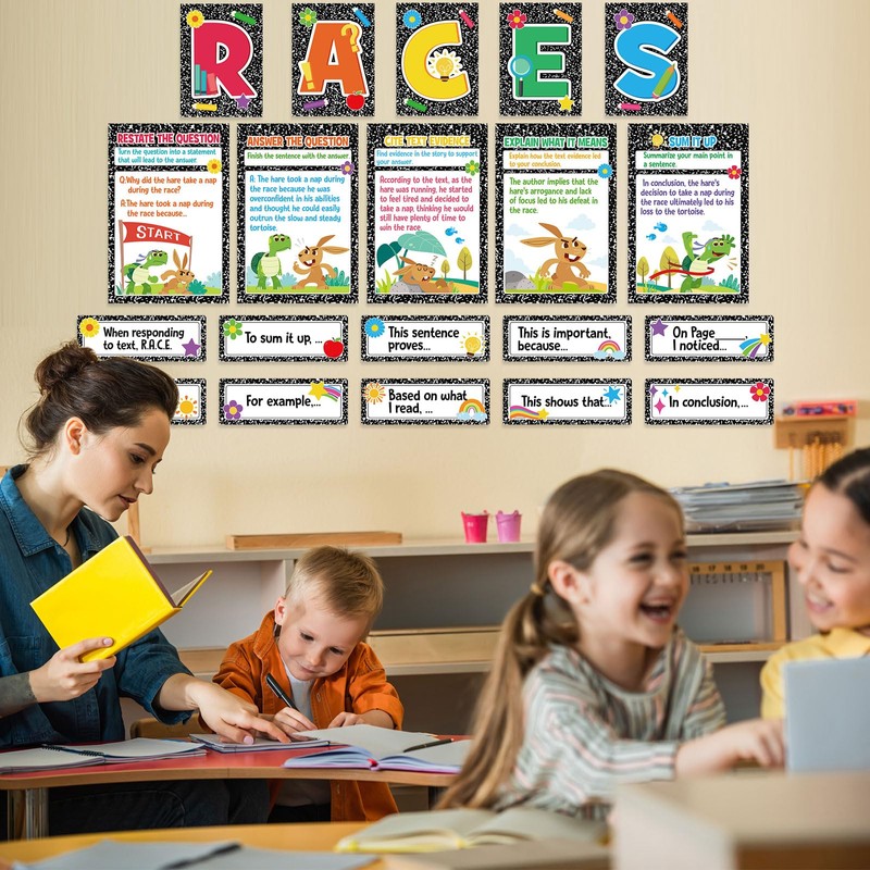 Outus 36 Pcs Races Writing Strategy Bulletin Board Poster Set