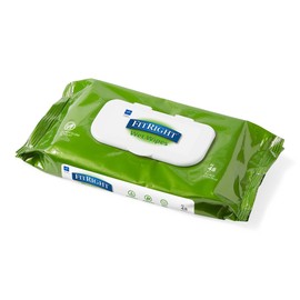 Medline FitRight Aloe Personal Cleansing Cloth Wipes, Scented, Pack of 48, 8 x 10 inch Adult Large Incontinence Wipes