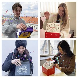 FETTIPOP Caja de Regalo Diy (Black Premium), Caja de Papel de Regalo con Confeti Explotando - Feliz Cumpleaños, Caja de Broma Sorpresa Emergente 7.2X5.5X4.3 In. 1 Unidad (Paquete de 1) Negro Premium