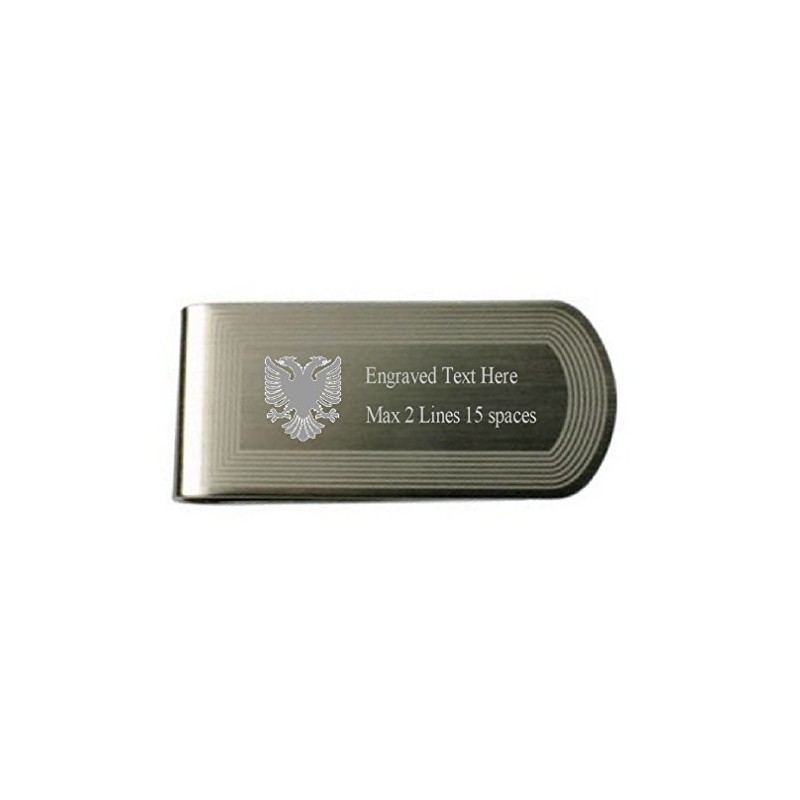 Albania Flag Eagle Money Clip Engraved Own Text with Message