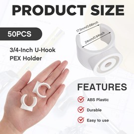 50 Pieces 3/4 Inch Pex Clips Pipe Clamps Plastic Clamps 25 mm Water Pipe U Hook Pex Supports Plastic Socket to Fix Corresponding