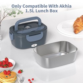 Akhia 1.5L Electric Lunch Box Inner Container, Removable 304 Stainless Steel Food Container, Dishwasher Safe, Only 1.5L Electric Lunch Box
