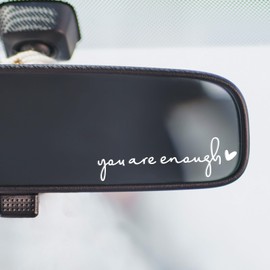 You are Enough Car Stickers and Decals 4Pcs Rearview Mirror Decal Inspirational Rearview Mirror Decals Cute Car Rear View Mirror Sticker for Women Rearview Mirror Accessories Gifts (White)