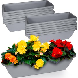 Tcevily 12 Pcs 24 inch Window Box Planter, Large Rectangular Flower Planter Boxes with Shelf Insert Plastic for Indoor and Outdoor Garden, Balcony Home Decor (12, 24 inch)
