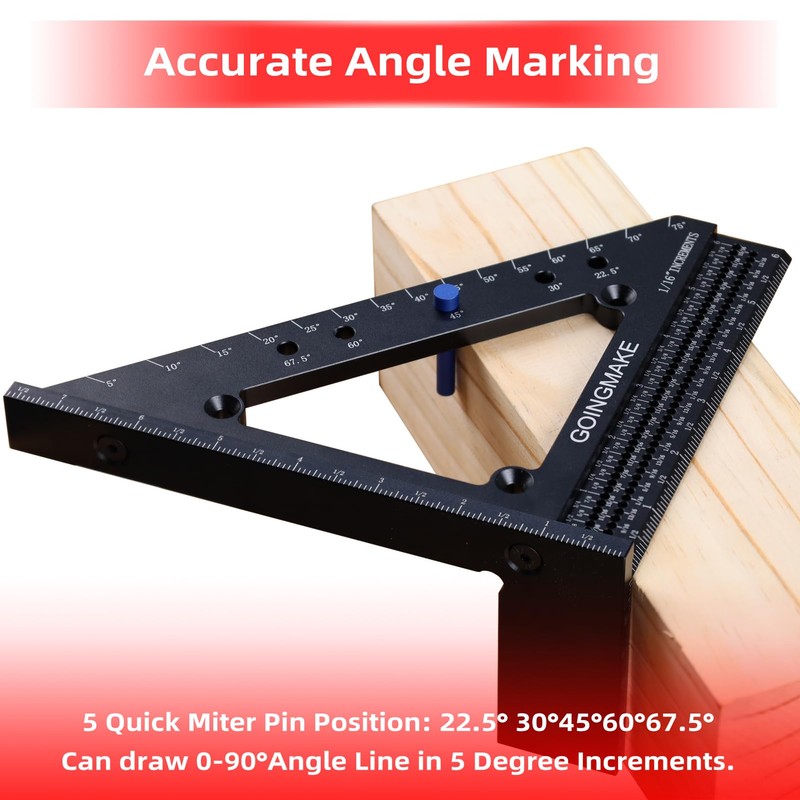 GOINGMAKE Big Carpenter Square 6x7.5 Inch Hole Scribing Ruler 3D