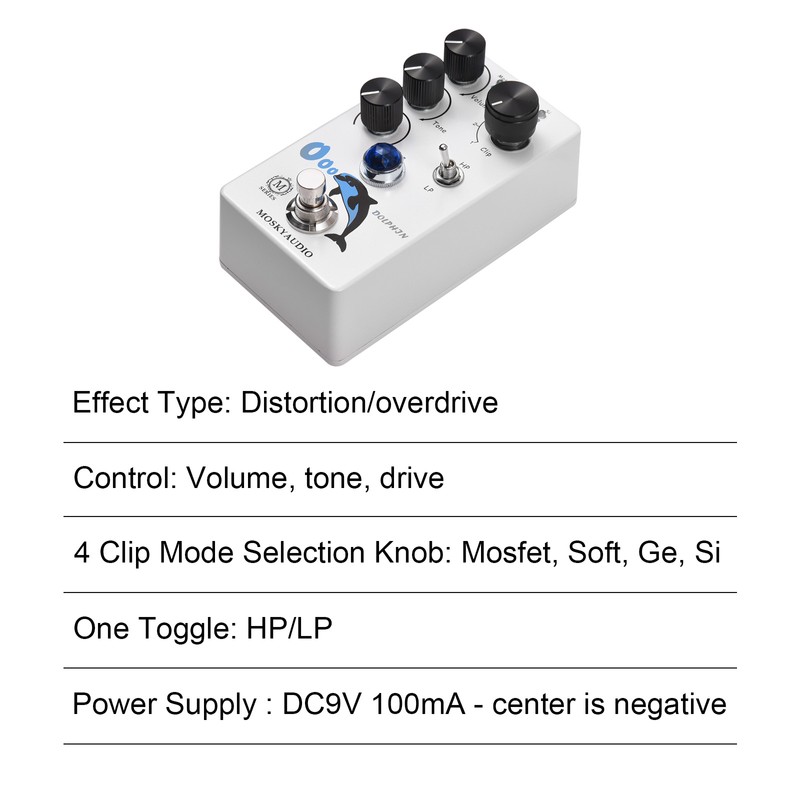 MOSKYAudio Distortion/Overdrive Guitar Effect Pedal 4 Mode Switch Volume/Tone/Drive Controls