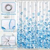 Modern Blue Ombre Bubble Shower Curtain with 12 Hooks 72X72Inch