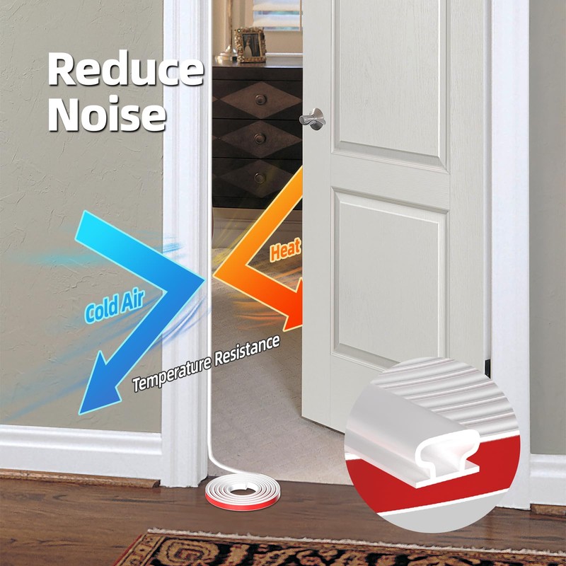 JSIWOTH White D-Shape Weather Stripping 20Ft Self-Adhesive Rubber Seal Strip